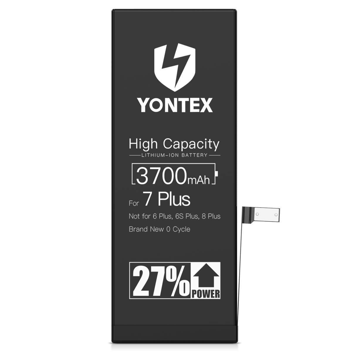 YONTEX 3700mAh Replacement Battery Compatible with iPhone 7 Plus, High Capacity Battery with Repair Tools, Adhesive Strips and Screen Protector