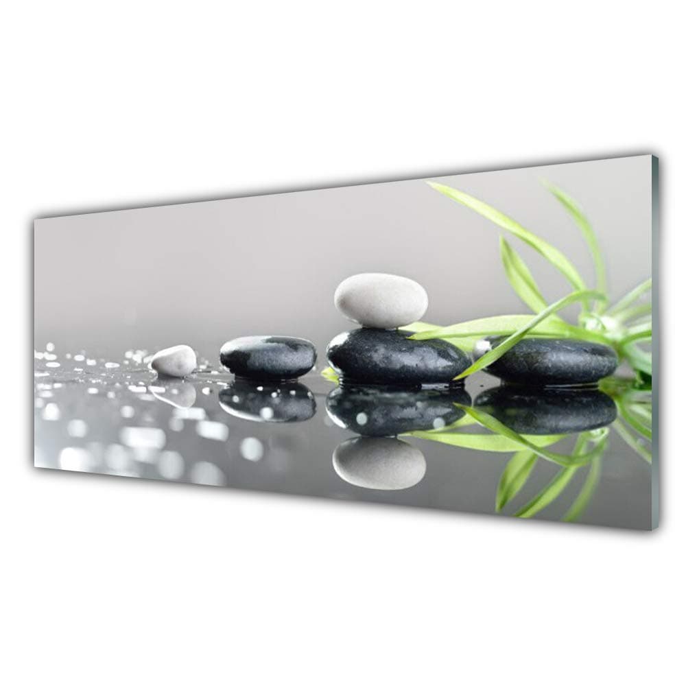 Tulup Glass Print Wall Art 125x50cm Image printed on Glass Decorative Wall Picture Tempered Safety Glass Kitchen & Living Room - Stones Grass Art