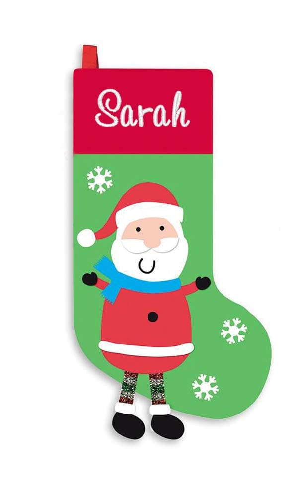 PERSONALISED Embroidered with ANY NAME Santa or Penguin Christmas Xmas Deluxe Luxury Stocking (Red Santa)