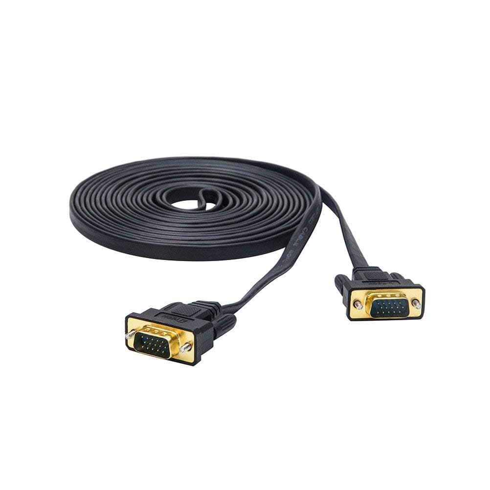 DTECH Ultra Thin Flat Type Computer Monitor VGA Cable Standard 15 Pin Male to Male VGA Wire 16 Feet