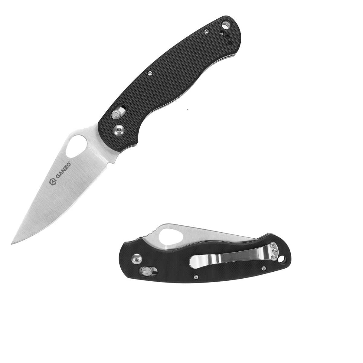 G729-BK Folding Pocket Knife, 440C Stainless Steel Blade, Ergonomic G10 Non-Slip Handle with Clip, Hunting, Fishing, Camping, Folder, Axis Lock, Outdoor EDC Knife (Black)