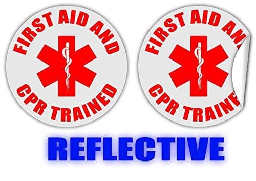 Pair - Reflective Hard Hat Stickers | Helmet Safety Decals Labels | First Aid and CPR Trained Sticker Decals