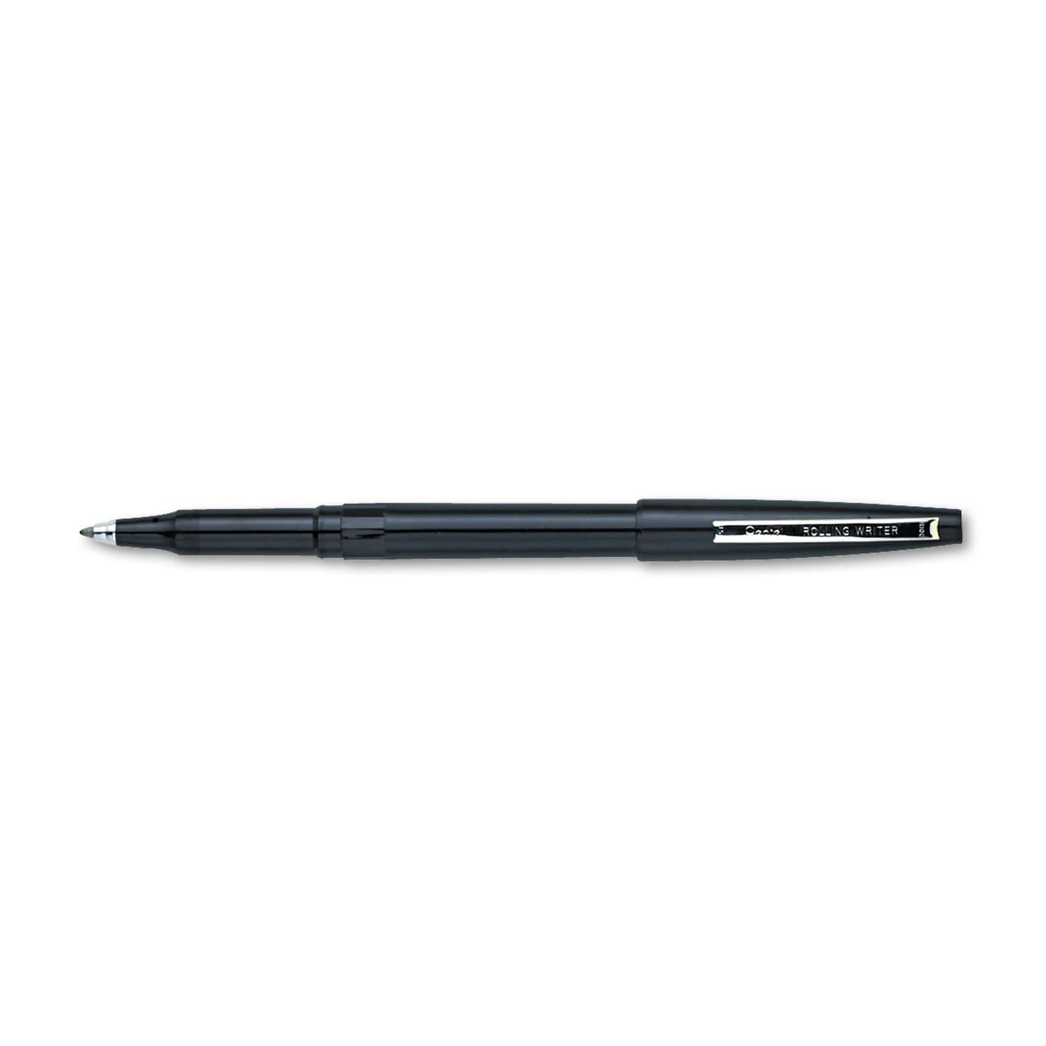 Rolling Writer Pen, 0.8 Millimeter Cushion Ball Tip, Black Ink, 12 pens (R100-A)