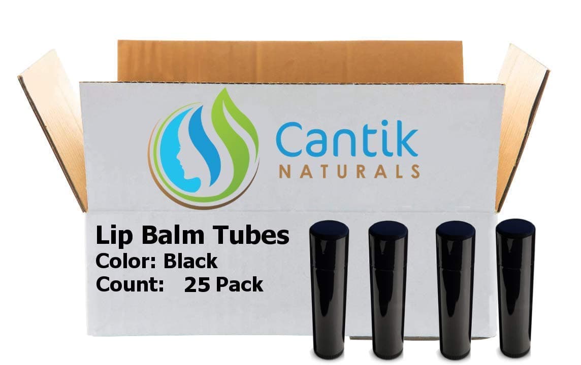 Lip Balm Containers, 25 Black Chapstick Tubes, BPA Free, Make Your Own Lip Gloss - 0.15oz, Made In the USA