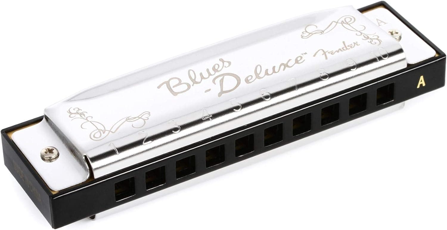 Blues Deluxe Harmonica, Key of A, 10 Holes, Nickel Chrome, Includes Case