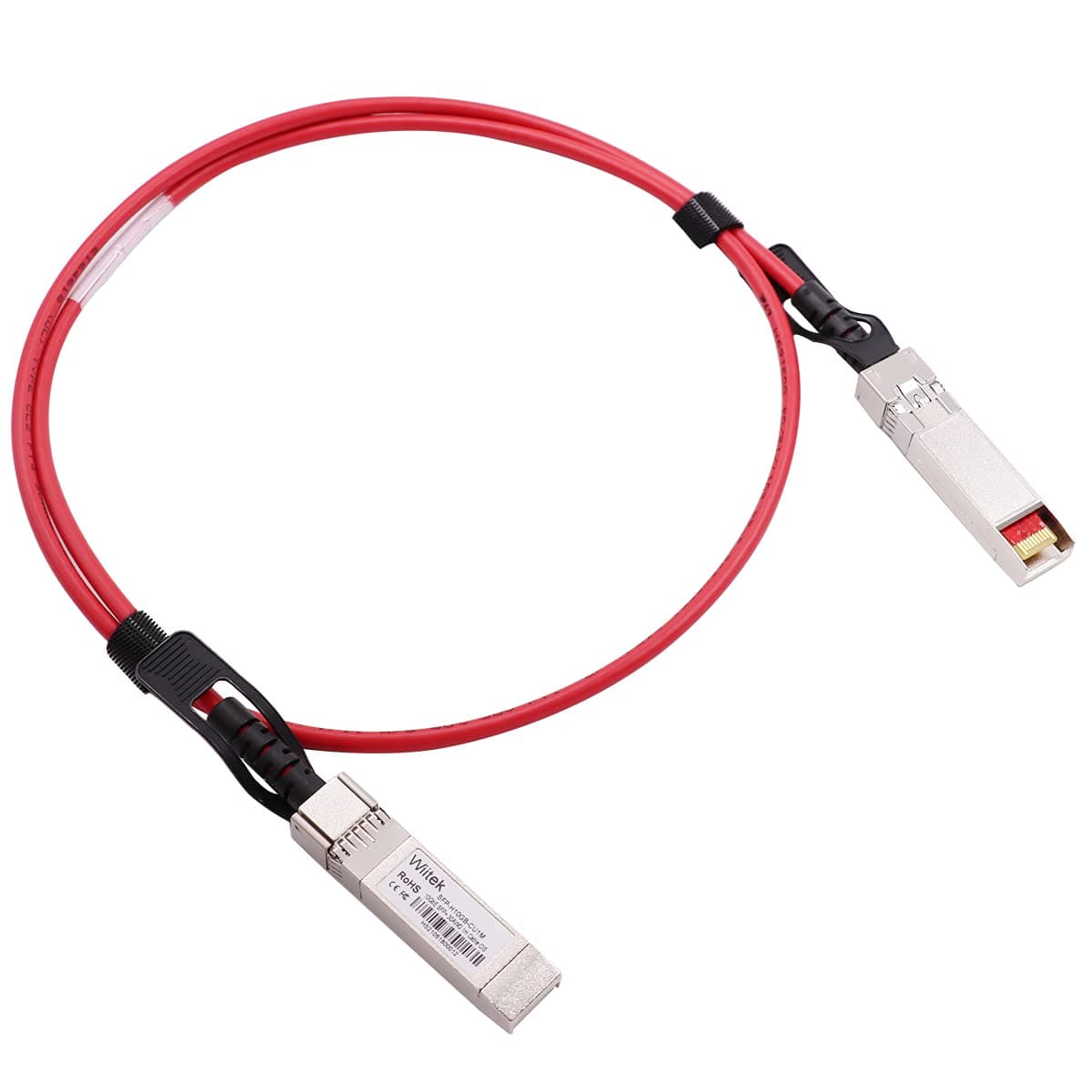 [Red Colored] 1m 10G SFP+ DAC Twinax Cable, 10Gbase-CU SFP+ Copper Cable, Compatible for Cisco SFP-H10GB-CU1M, Ubiquiti, Juniper, Mellanox, Mikrotik, Netgear, Supermicro, Open Source Switches