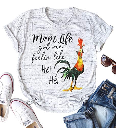 Mom Life Shirts for Women Mom Life Got Me Feelin Like HEI HEI Short Sleeve T-Shirt Themed Party Casual Top