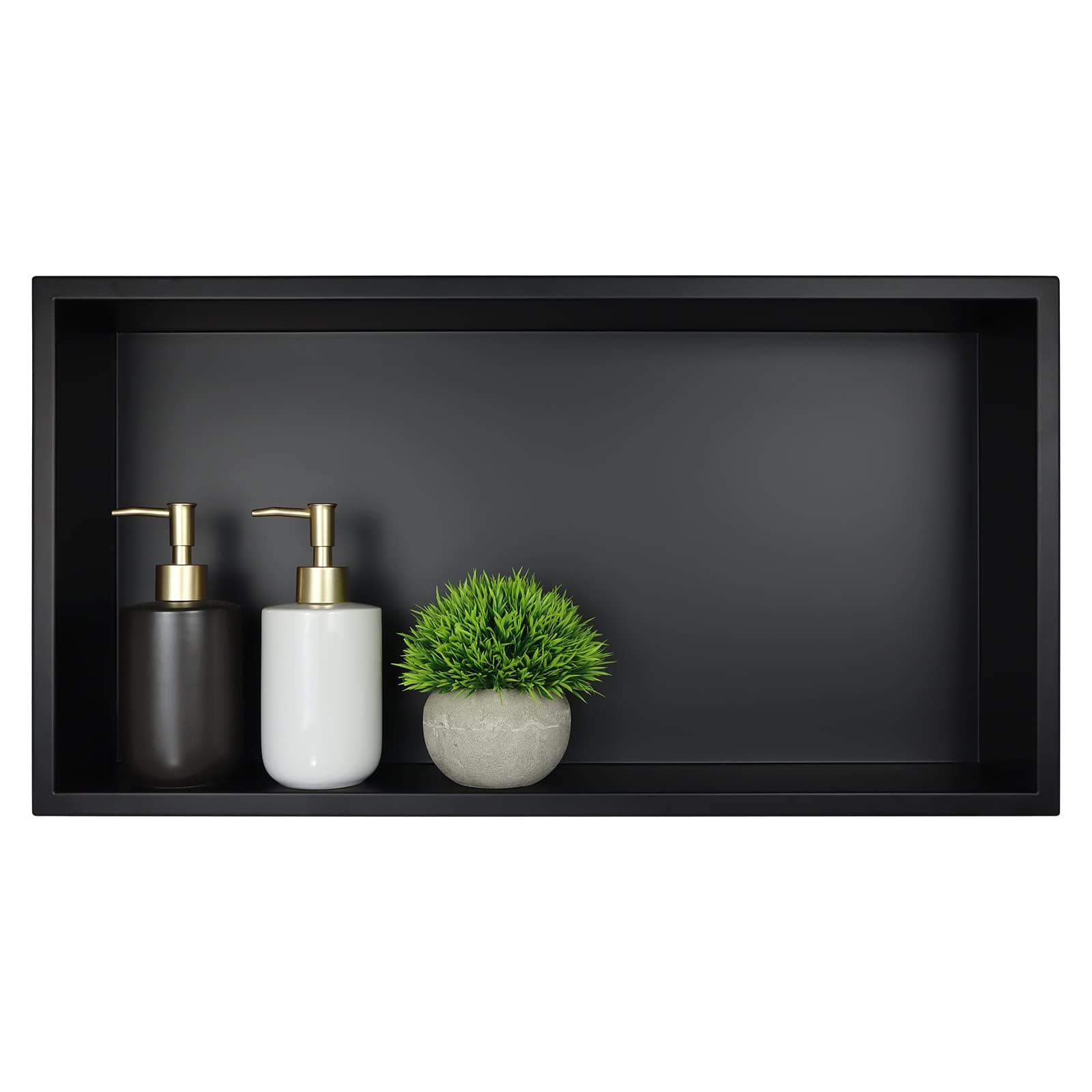 Stainless Steel Shower Niche 24" X 12" Matte Black No Tile Needed Recessed Shower Shelf for Bathroom Storage Over Mount Installation