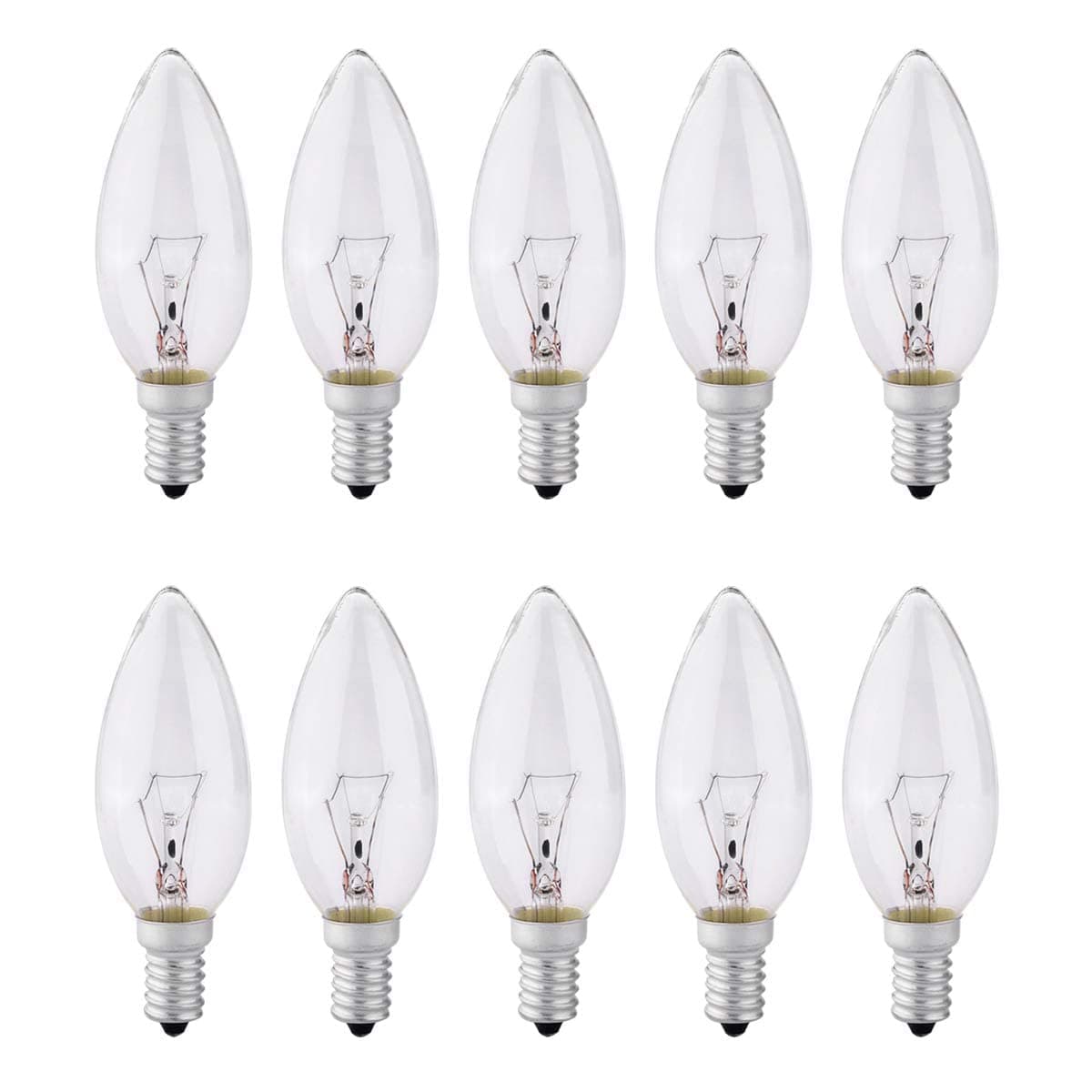 FanciBuyTree Jewelry Screw in Light Bulbs, E14 Candle Bulbs Dimmable, 10 Pack Light Bulbs 40W SES Small Screw, 230V