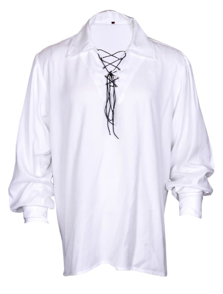 Casual Summer Renaissance Pirate Shirt Medieval Hippie Men Costume White Color MyGothicShop