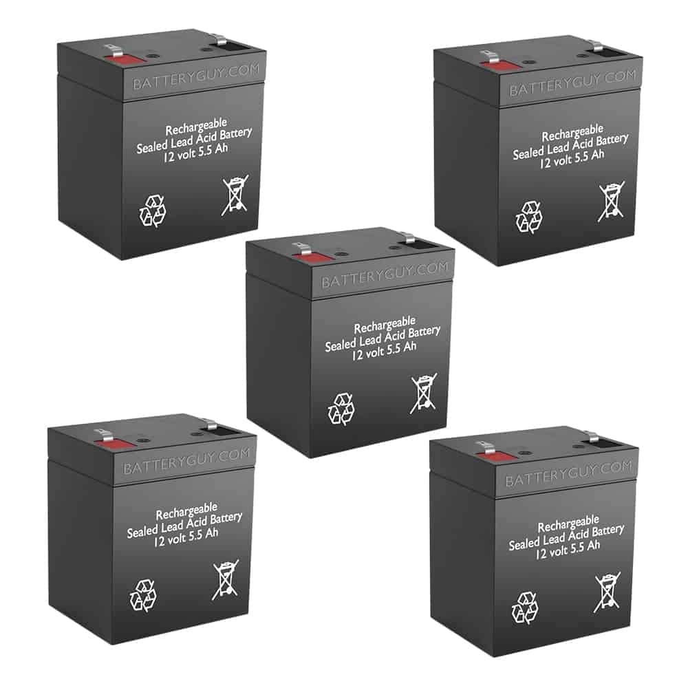 NPH5-12 Replacement 12V 5.5Ah SLA Batteries Brand Equivalent (Rechargeable, High Rate) - Qty of 5