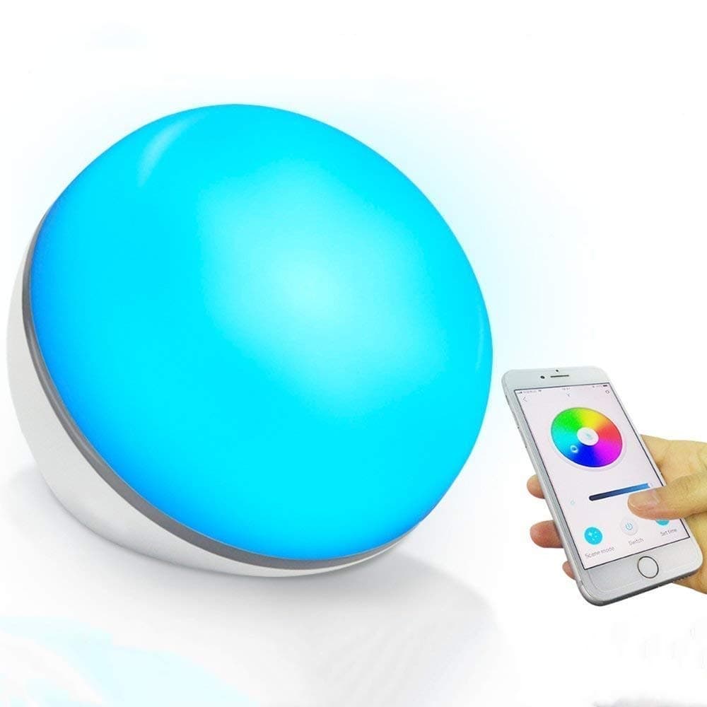 Smart Table Lamp - Compatible with Amazon Alexa, Google Home Wifi Controlled by Smartphone Voice or Smart Phone 16 Million Colors 3 Scene Dimmable Ambient Night Light Timer Function (Smart Table Lamp)