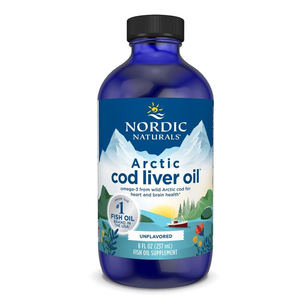Arctic Cod Liver Oil | 1060 Mg Omega 3 Fish Oil EPA & DHA Supplement | Omega 3 Cod Liver Oil Liquid For Heart, Brain Health & Optimal Wellness | Unflavoured Fish Oil 8 Fl Oz (237 Ml)