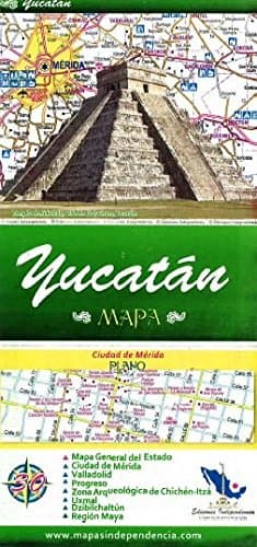 Yucatan, Mexico, State and Major Cities Map (Spanish Edition)