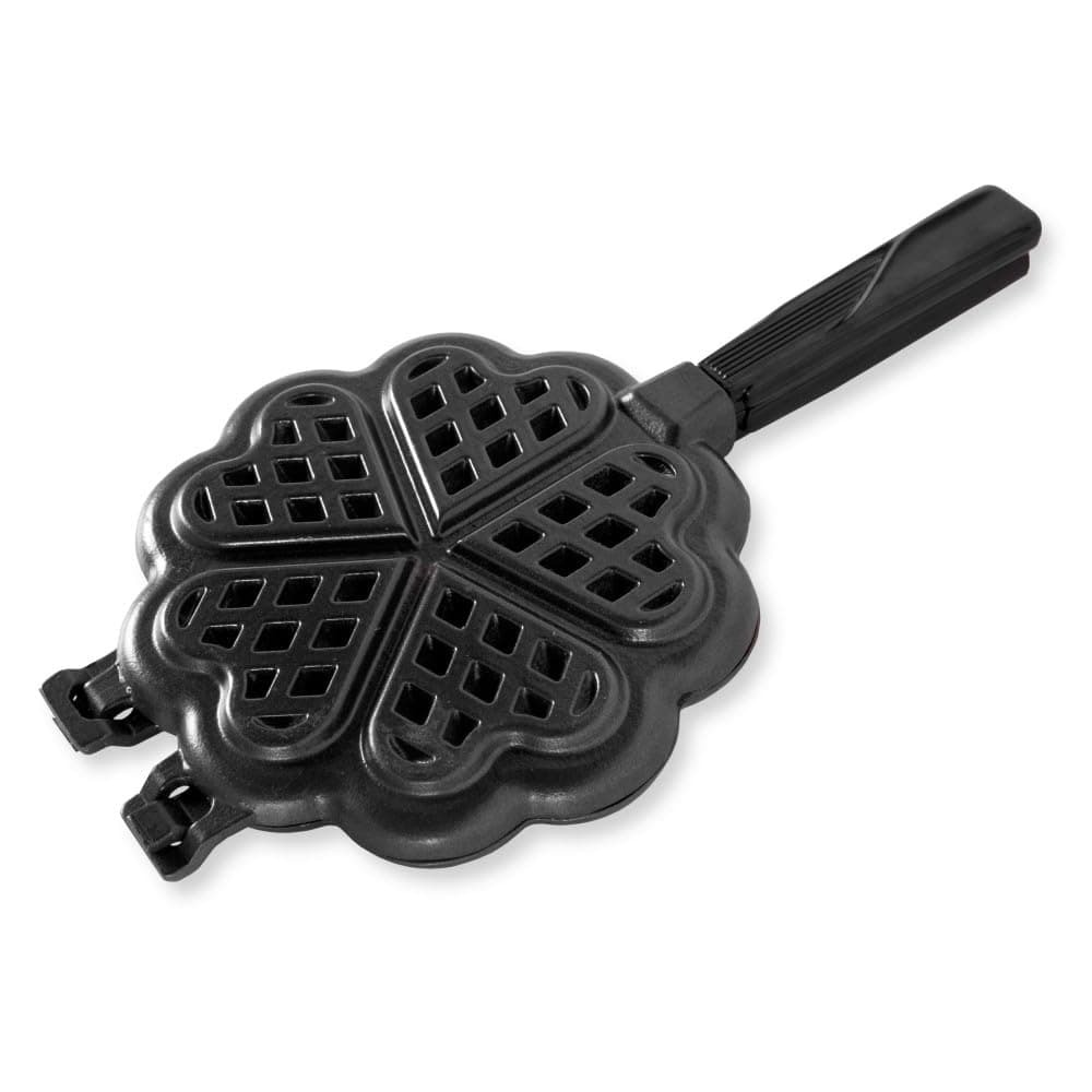 Nordic Ware 01705 Sweetheart Waffler, Cast-Aluminium Pan, Heart Shaped, Mini Waffle Maker, Black Five 3.5 inch cavities