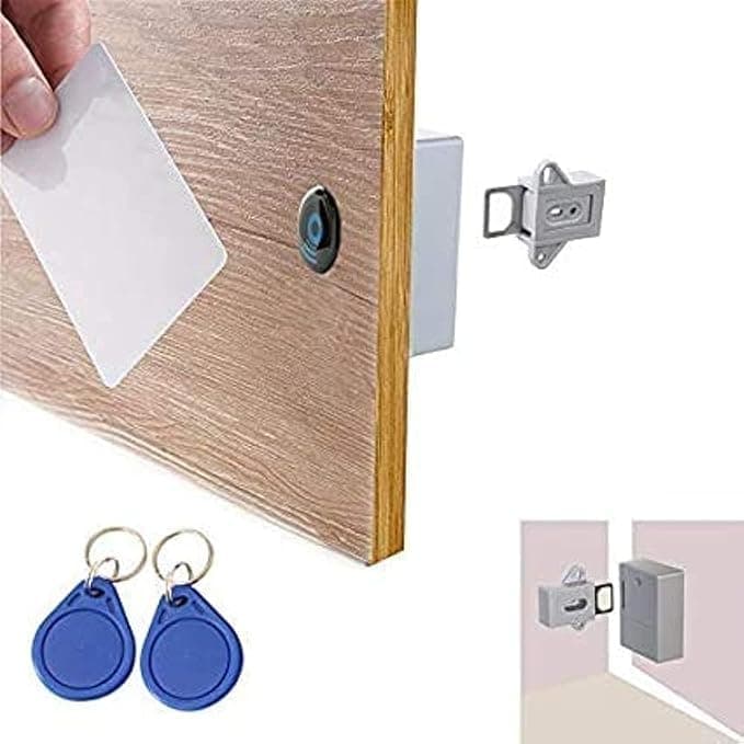 ZDALQDMJ Electronic Cabinet Lock Kit Set Hidden DIY Lock for Wooden Cabinet Induction RFID DIY Hidden Safety Drawer Locker RFID Card/Tag Entry (Gray)