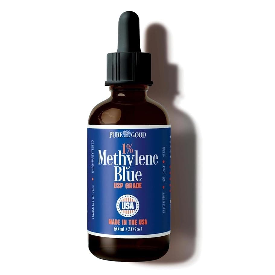 Pharmaceutical-Grade Methylene Blue 1% – 60mL | USP-Grade, Third-Party Tested, Alcohol-Free | Amber Dropper Bottle