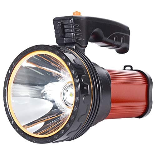 Eornmor Outdoor Rechargeable Flashlights High Lumens Spot Light 6000 Lumens High Powered Led Rechargeable Spotlight Handheld Searchlight Torch, 9000mah 35W (Red)