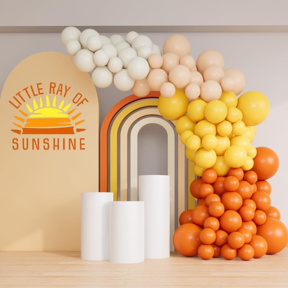 Retro Balloon Arch Garland Kit for Here Comes the Sun Baby Shower, First Trip Around the Sun Birthday, Groovy Boho Fall Party Backdrop Decoration (Burnt Orange), 16ft