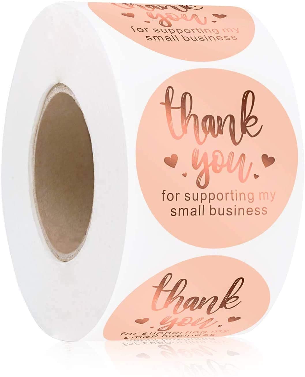 1.5 Inch Thank You Stickers, 600Pcs Pink With Rose Gold Print Thank You Stickers Labels for Baking Packaging Envelope Seals Small Business Birthday, Party Gift Wrap Bag, Pink Stickers Tags for Wedding
