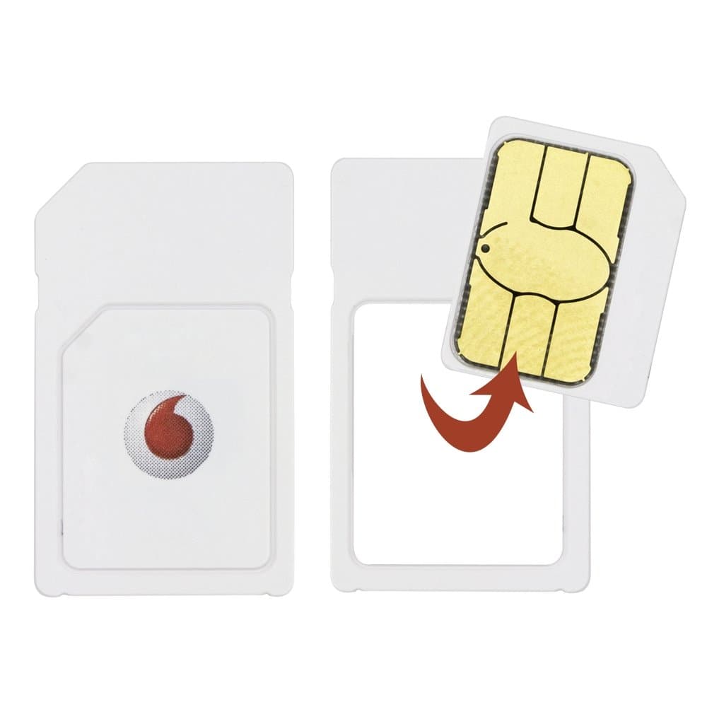 Vodafone UK Pay as you go Dual SIM Card with £10 Credit Included plus Standard and Micro Adapters