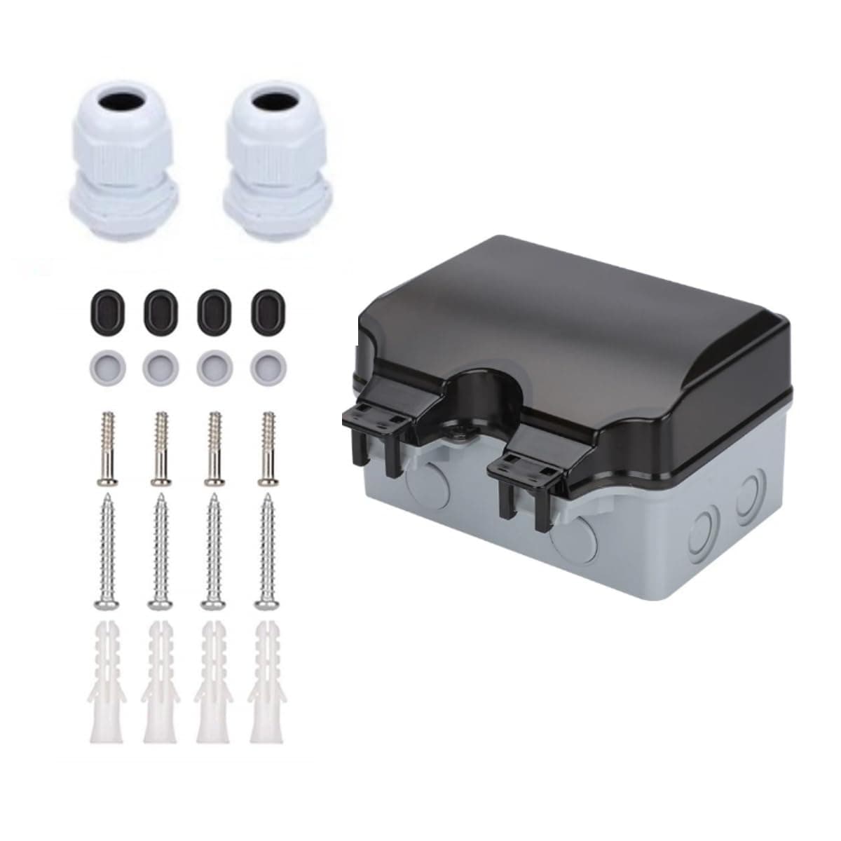 Empty Outdoor Waterproof Double Plug Box, Weatherproof Wall Electrical Power Outlet IP66 Waterproof Outdoor Wall Socket Switch Box Socket Shell Display