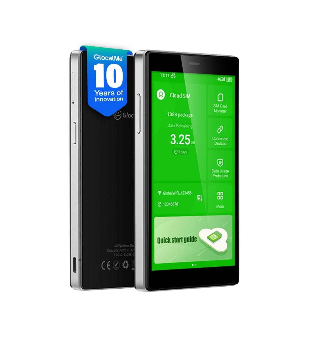 G4Pro 4G LTE Mobile WiFi Hotspot, No SIM Required, With 1GB Global Data, 5" Touchscreen, Connects 10 Devices, Portable WiFi Router for Travel in 200+ Countries