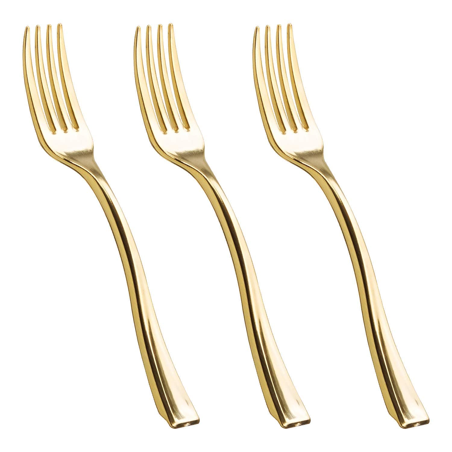 CertBuy Premium Gold Plastic Forks 4 Inch 300 Pack Heavy Duty Disposable Mini Forks Perfect for Wedding, Birthday Party, Dinner Party, Receptions or Catering Events