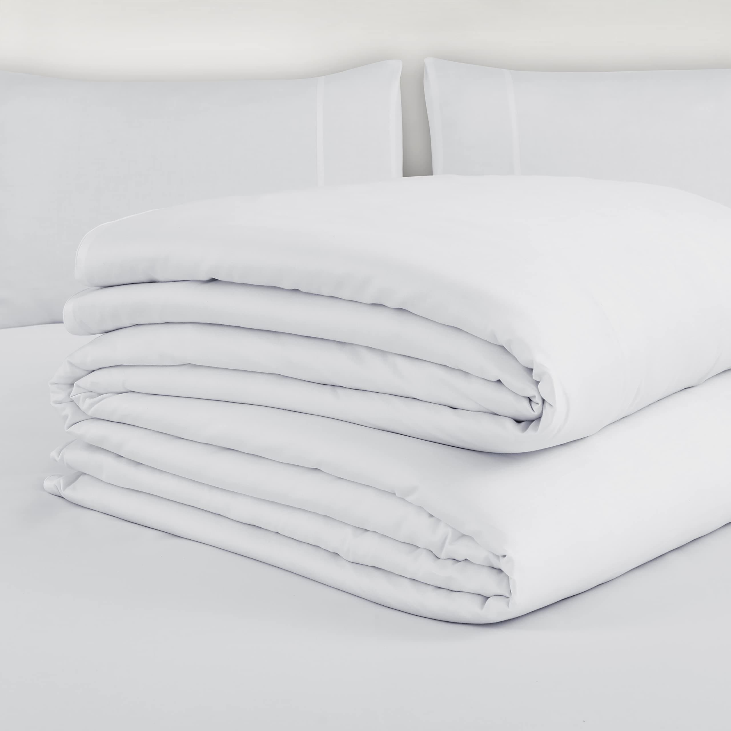 SPREAD SPAIN Madison Avenue Cotton Solid 400 Thread Count Light Silky Sateen Sheets King Size Double Bed Zipper Duvet/Quilt Cover (90" X 108" Inch White)