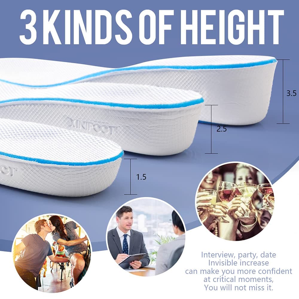 XINIFOOT Height Increase Insole Arch Support Breathable Shoe Insoles Heel Lift Inserts Elevator Insoles for Women (3.5cm Height)