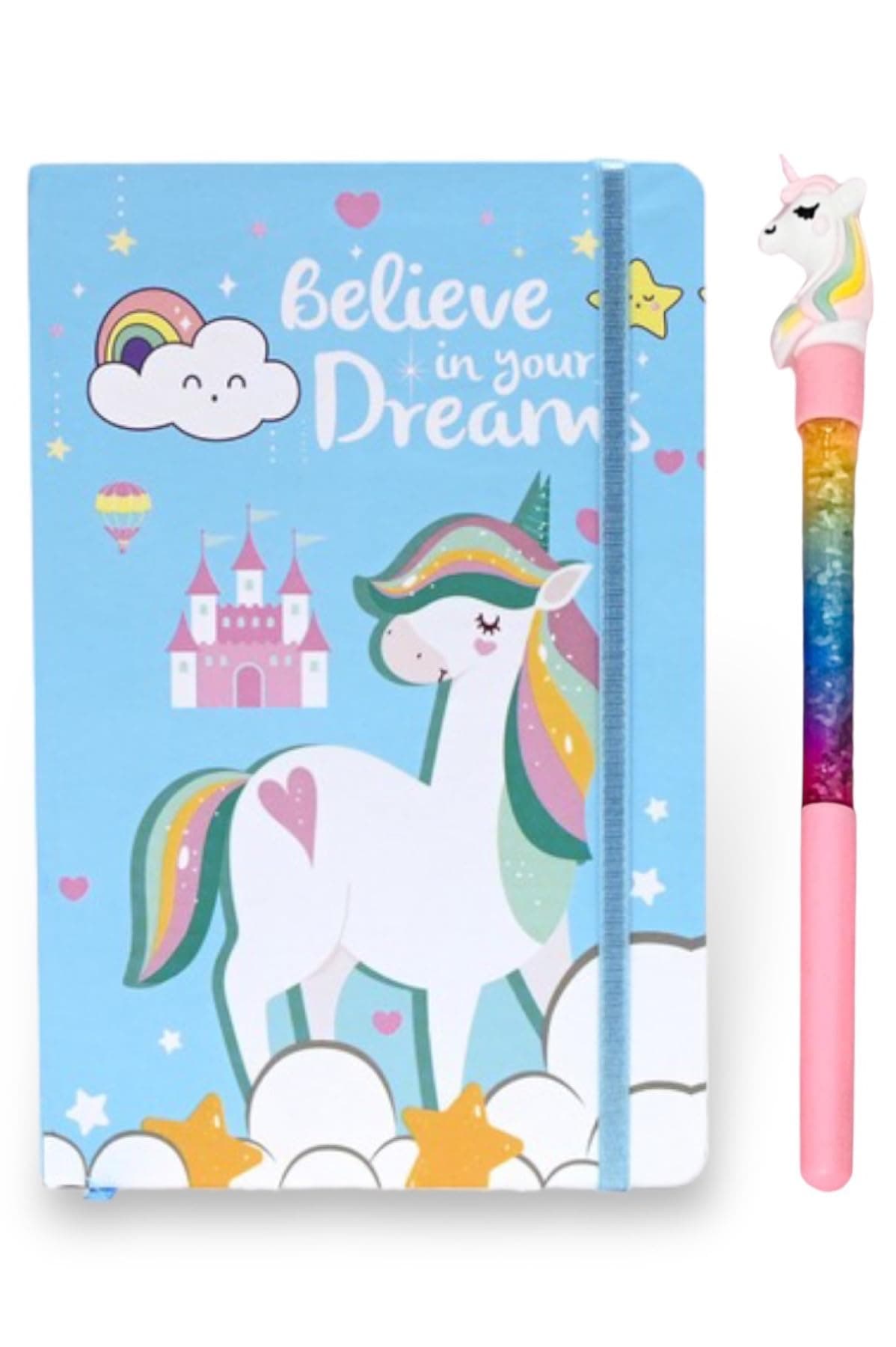 Generic Le Delite Unicorn Diary With Pen I Lock Diary With Alastic Strap Band I Secret Diary Journal For Girls Kids I Cute Stylish School Stationary I Birthday Party Return Giftts - 100