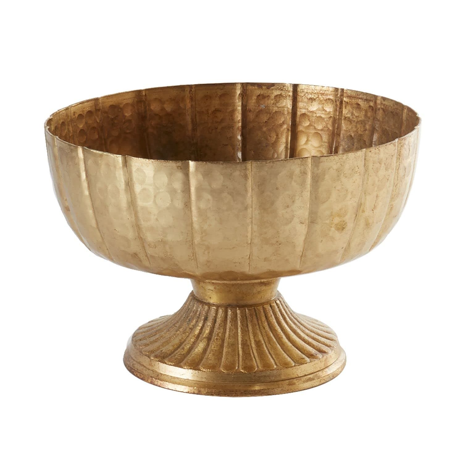 Distressed Gold Metal Compote Bowl | Gold Compote Vase l Lita Metal Vase l Indoor and Outdoor Compote for Any Event Decoration (7.75"x 5.75", Gold Compote) (72010)