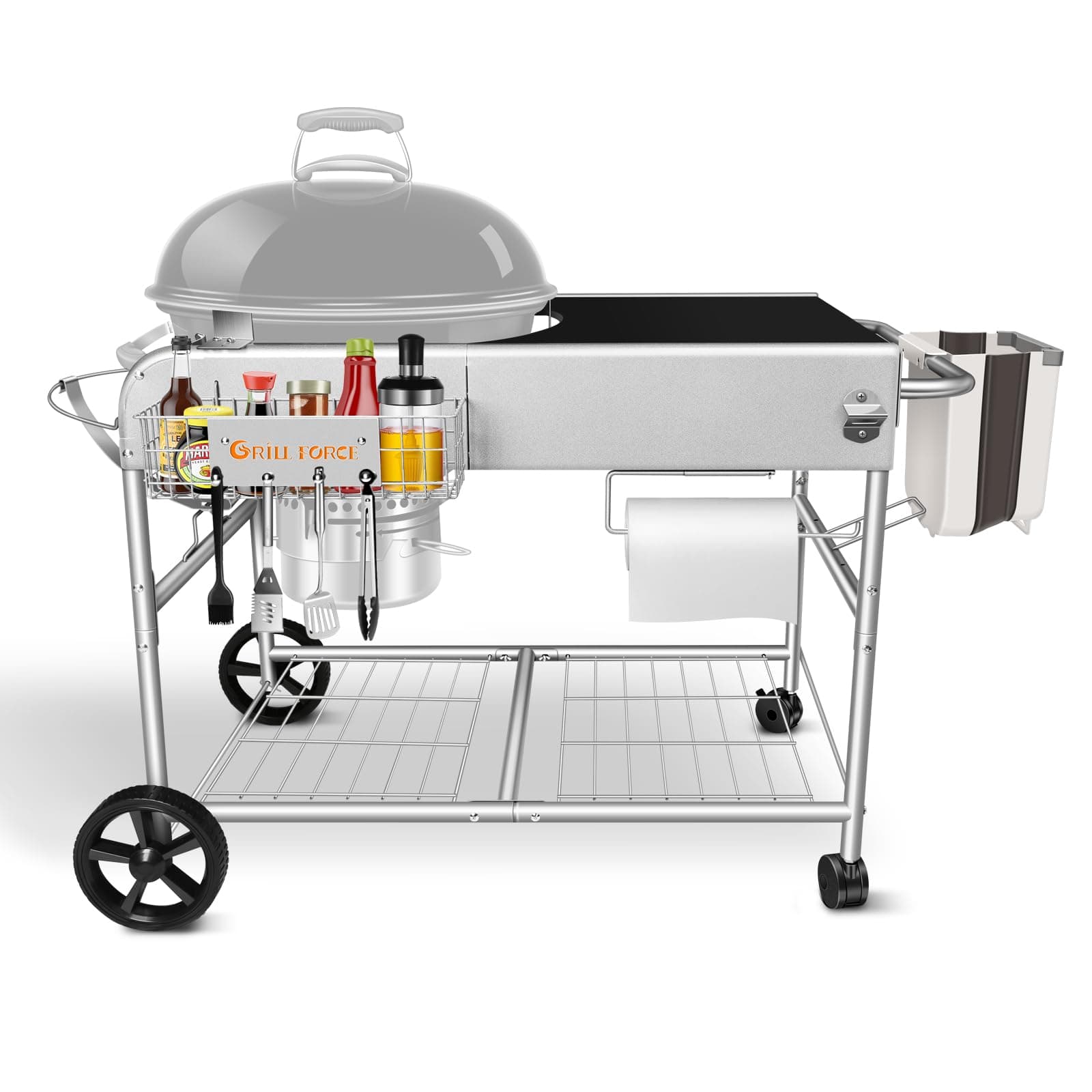 Grill Table for Weber 18" & 22" Original Kettle,Kettle Grill Cart,Outdoor Prep Table for Weber Original Kettle,Jumbo Joe,Master-Touch Charcoal Grill,Performer Charcoal Grill Accessories