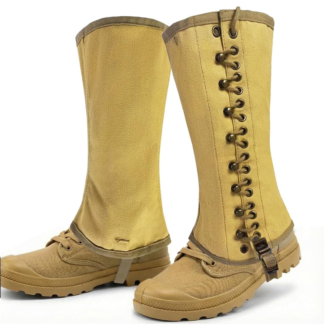 SMONT WW2 US. M1936 Gaiters Leggings Repro WWII Soldier Canvas Puttee for Hiking Climbing Khaki