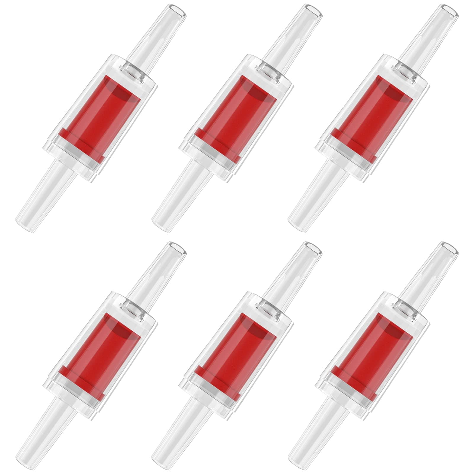 6 PCS Aquarium Air Pump Check Valves Red Clear Plastic One Way Non-Return Check Valve Fish Tank