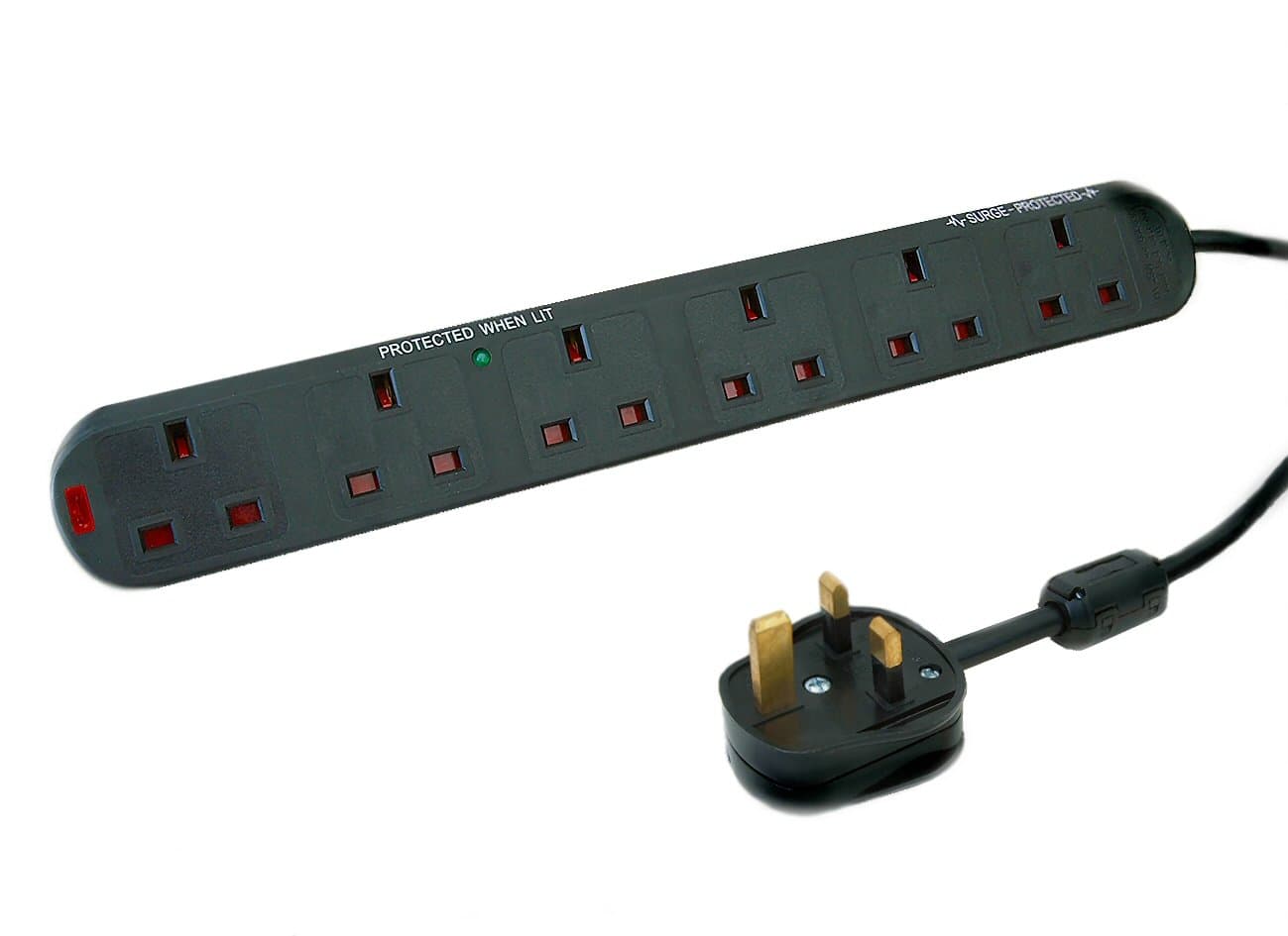 2m CS923X/BP 6 Way Audio Visual Surge Protection Extension Lead