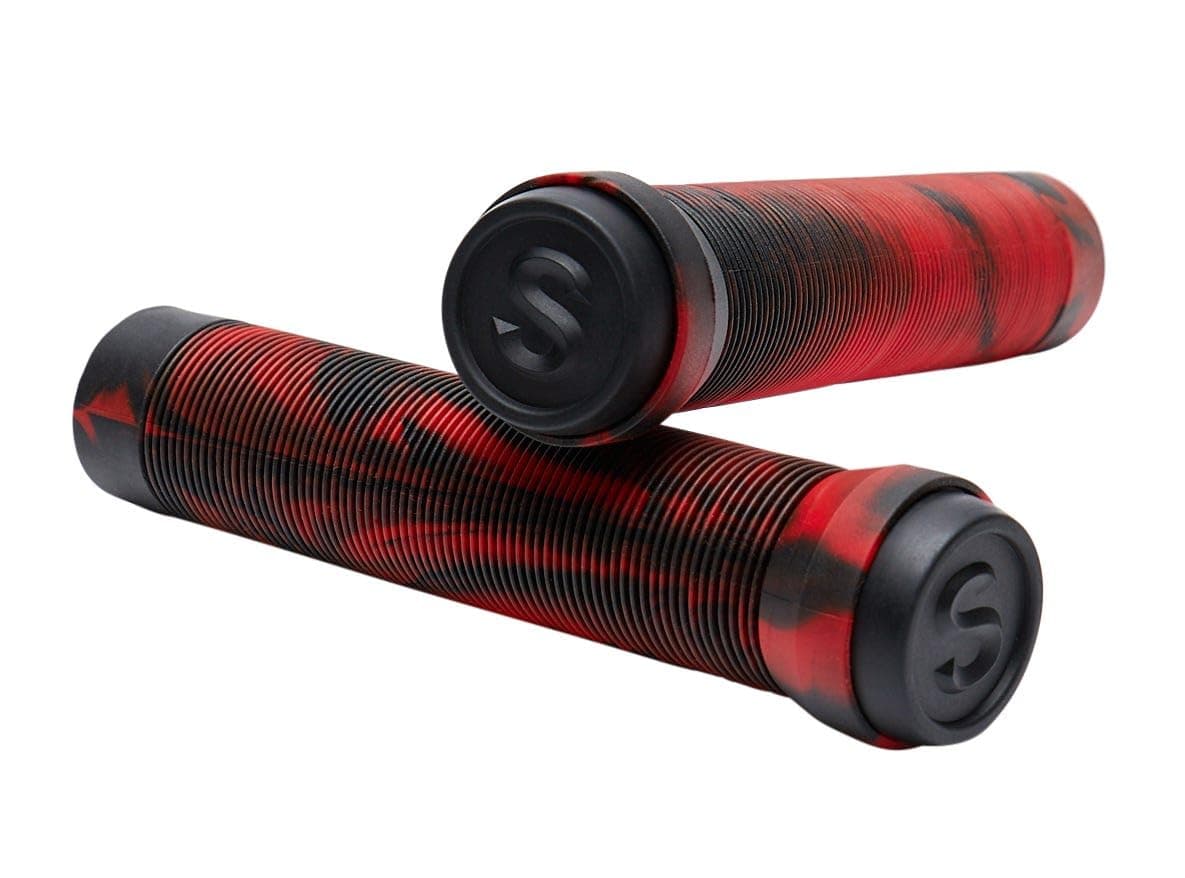 SCT USA Scooter Bar Grips with SCT USA High Rebound Rubber Bar Ends (Black/Red Blend)