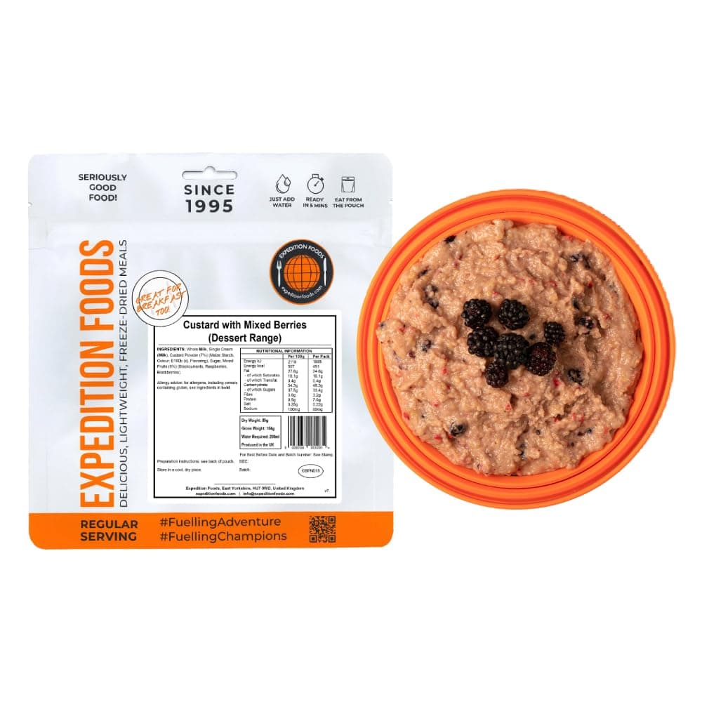 EXPEDITION FOODS Custard with Mixed Berries (Breakfast/Dessert Range) | Freeze-Dried Camping & Hiking Food
