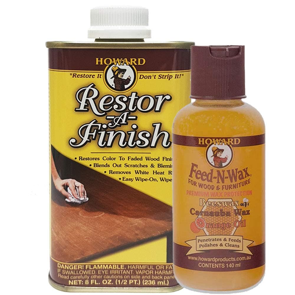 Restor A Finish Water Mark Remover Mahogany + Feed N Wax. Removes Heat Rings, Water Stains, Scuffs, Watermarks, White Rings and Scratches in Wooden Furniture (236ml+140ml)
