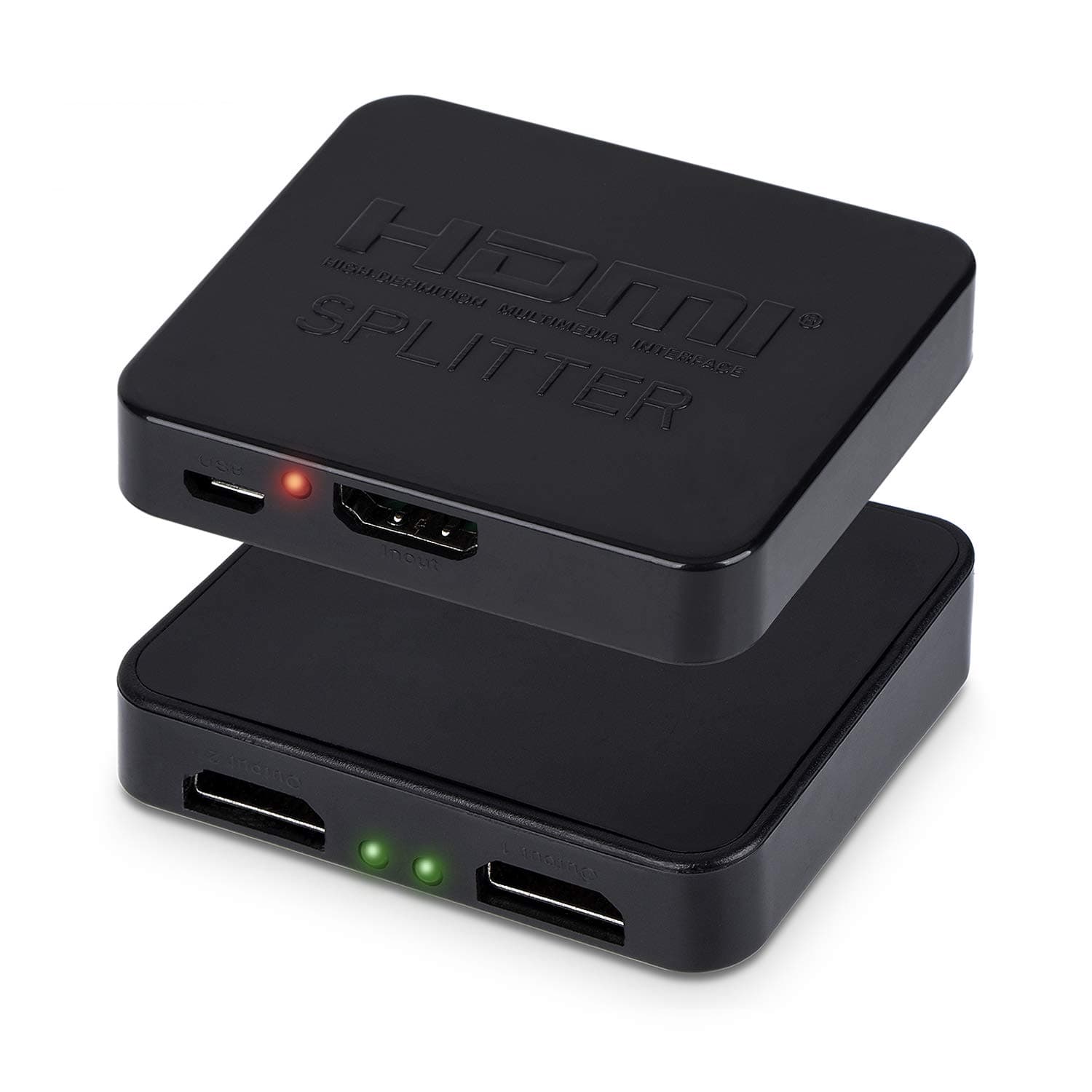 HDMI Splitter 1 in 2 Out, HDMI Splitter 1 x 2 Amplifier for Dual Duplicate Monitors Support 3D 4K@30HZ Full HD 1080P for Xbox PS4 Blu-Ray Player HDTV