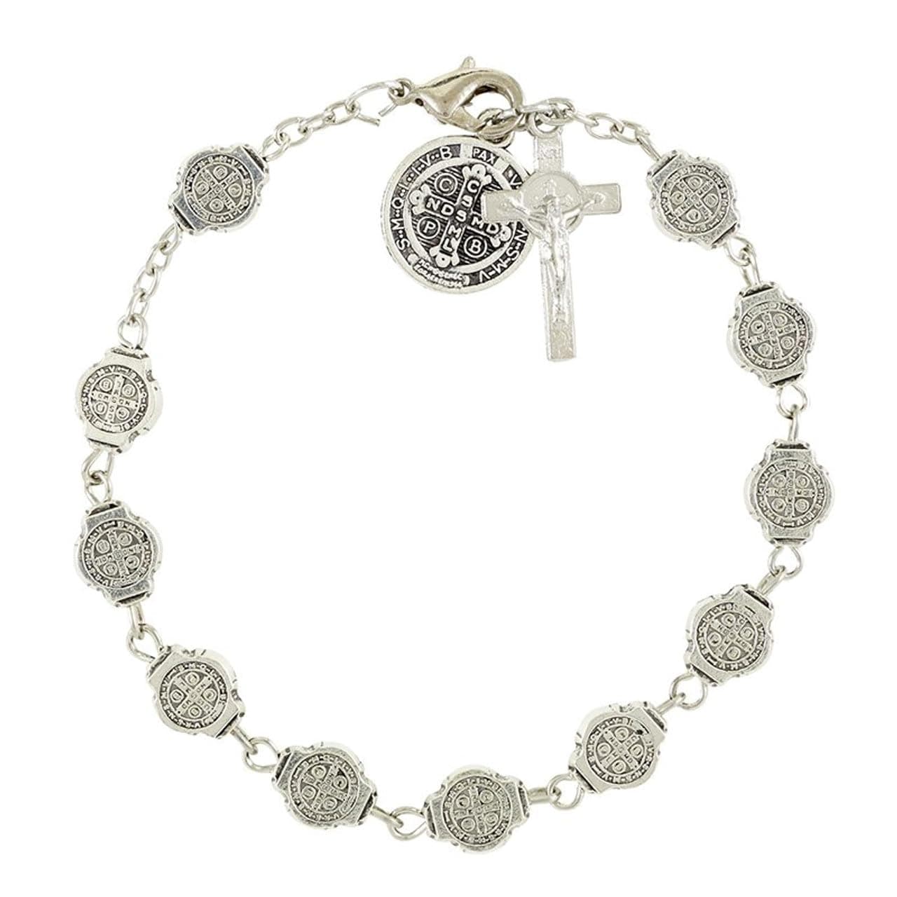 hwojjha Saint Benedict Medals Rosary Bracelet, 7 3/4 Inch