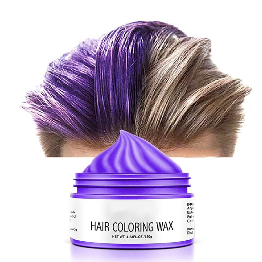 Hair Color Wax Temporary,Hair Coloring Dye Wax,Hair Color Wax Pomades, Hair Styling Clay for Party,Halloween & Christmas Cosplay, Daily Washable,9 colors,Unisex(purple)