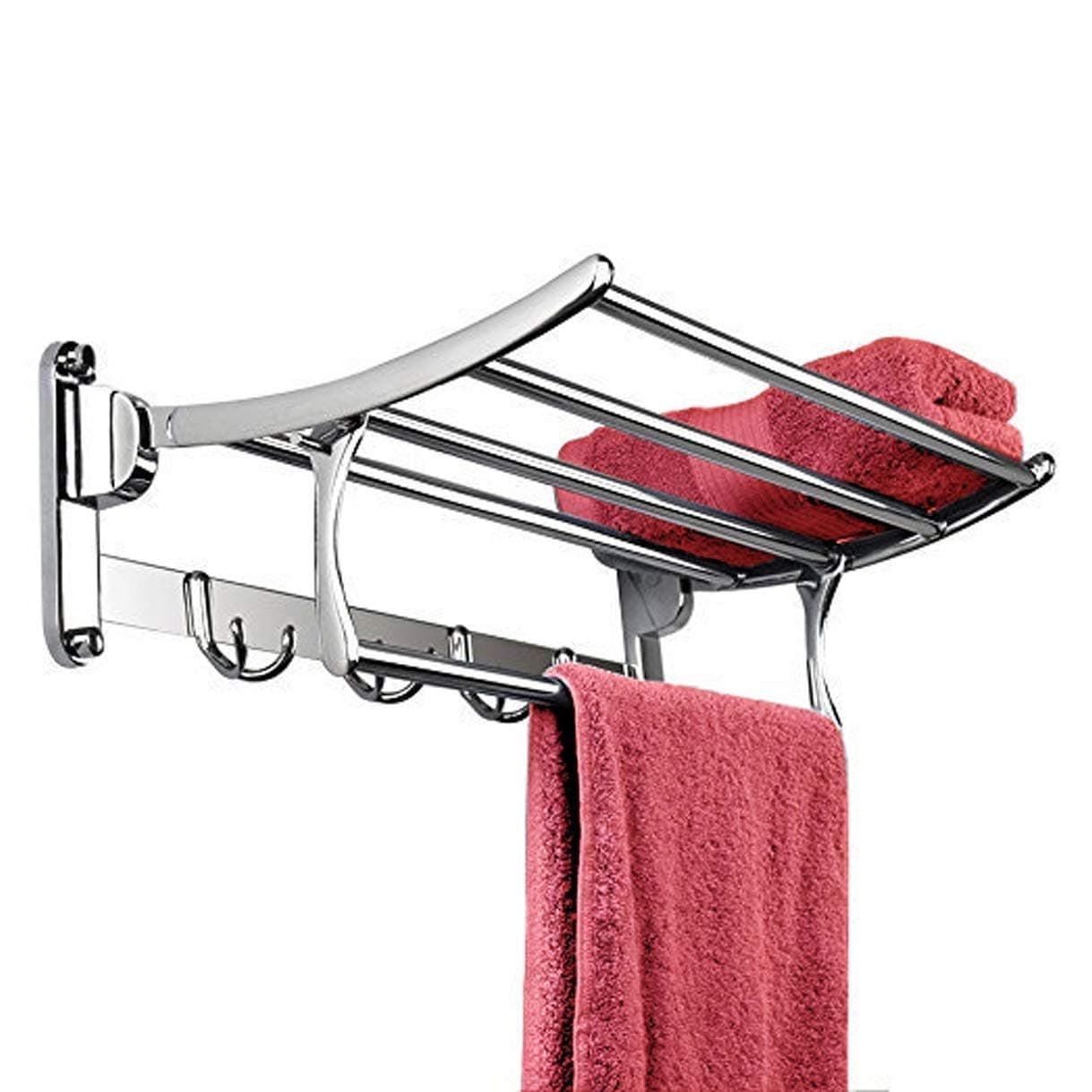 GARBNOIRE 202 Grade Stainless Steel 1.5 feet Long Folding Bathroom Towel Rack / Swivel Towel Bar, Stainless Steel Wall Mounted Shelf Organization for Storage Hanging Holder Above Toilet/Hotel/Home