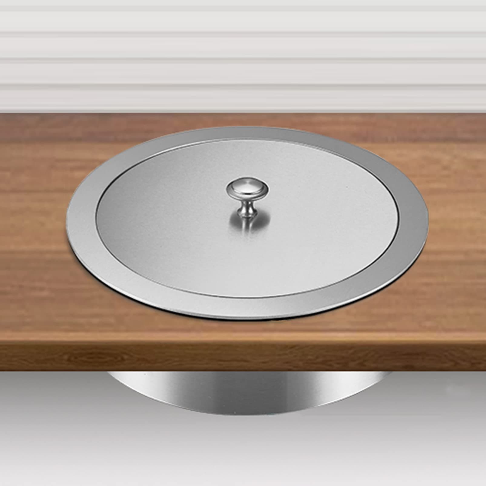 Stainless Steel Drop-In Trash Can Lid Waste Chute Cover, Countertop Built-in Kitchen Cabinet Trash Grommet, Waste Container Garbage Recycling Can Lid, Garbage Can Hole Door