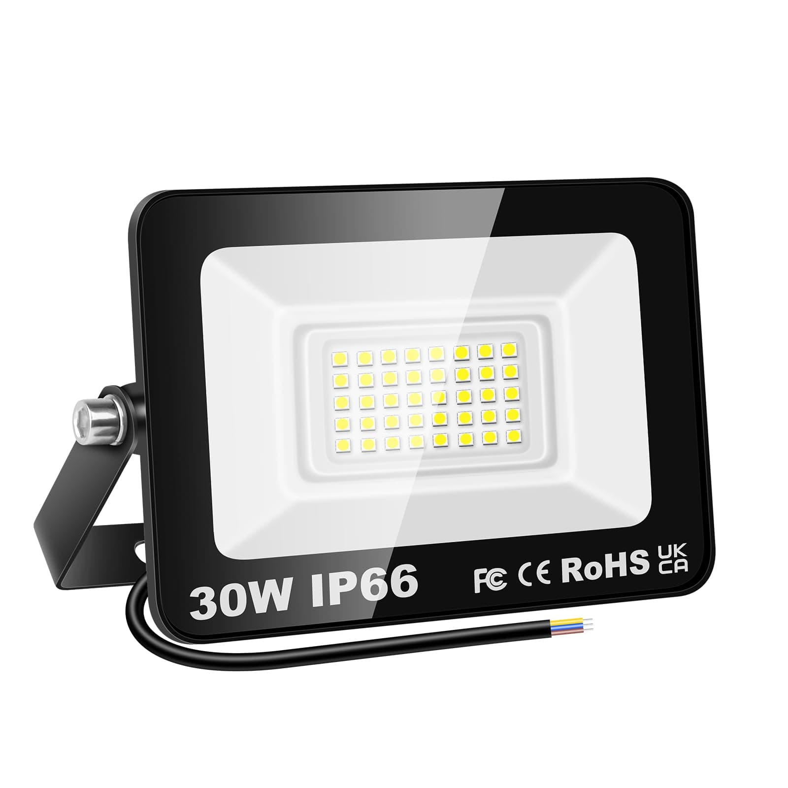 PICAA 30W LED Flood Lights Outdoor, Super Bright Security Lights, IP66 Waterproof Floodlight, Cold White (6500K) Wall Light, Perfect for Garden, Yard, Garage, Patio,Warehouse, Parking Lot