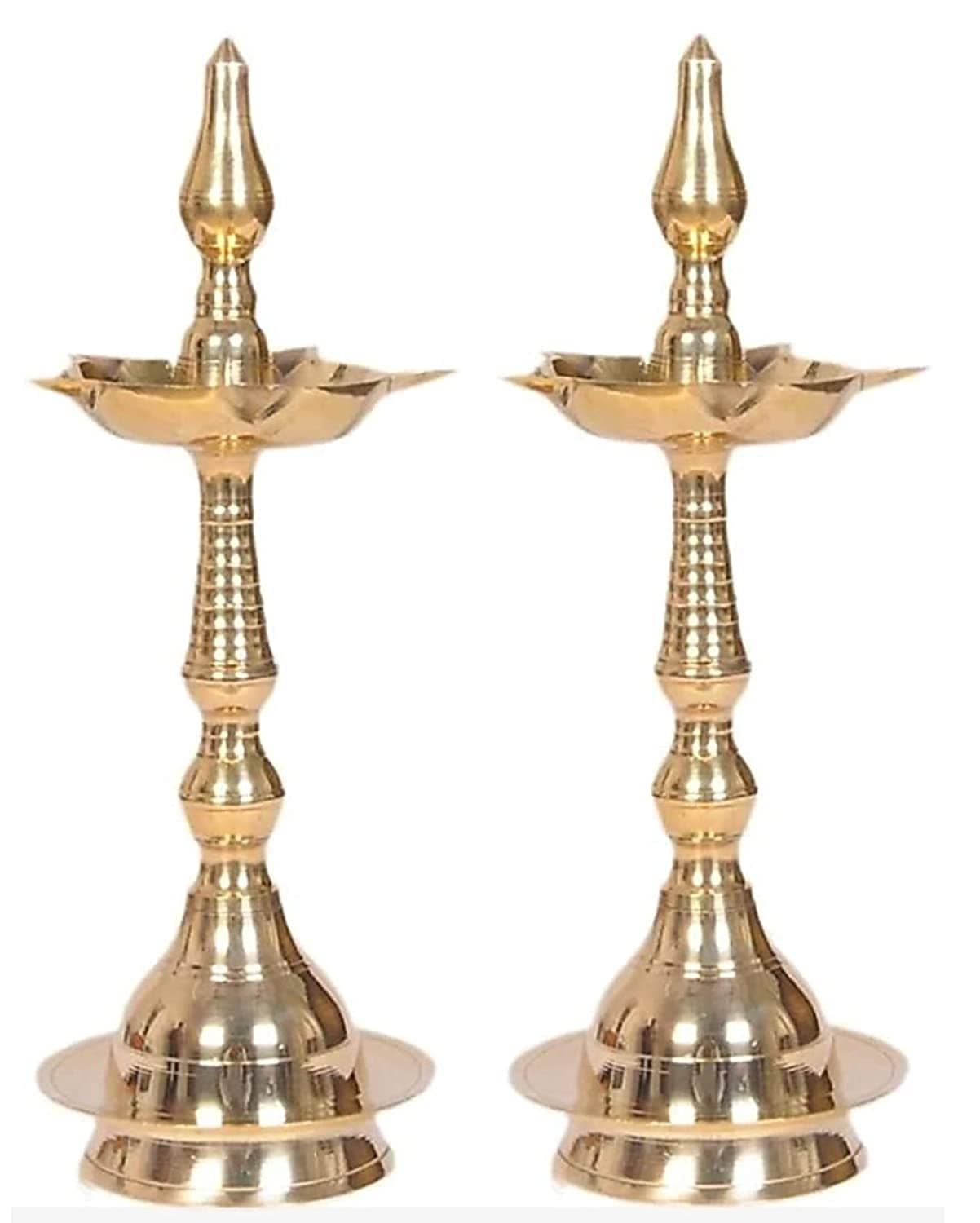 Brass Gallery Brass Diwali Puja Oil Diya Kashi Samayi for guft & Puja (Height 12 Inch, Fancy Samayi)