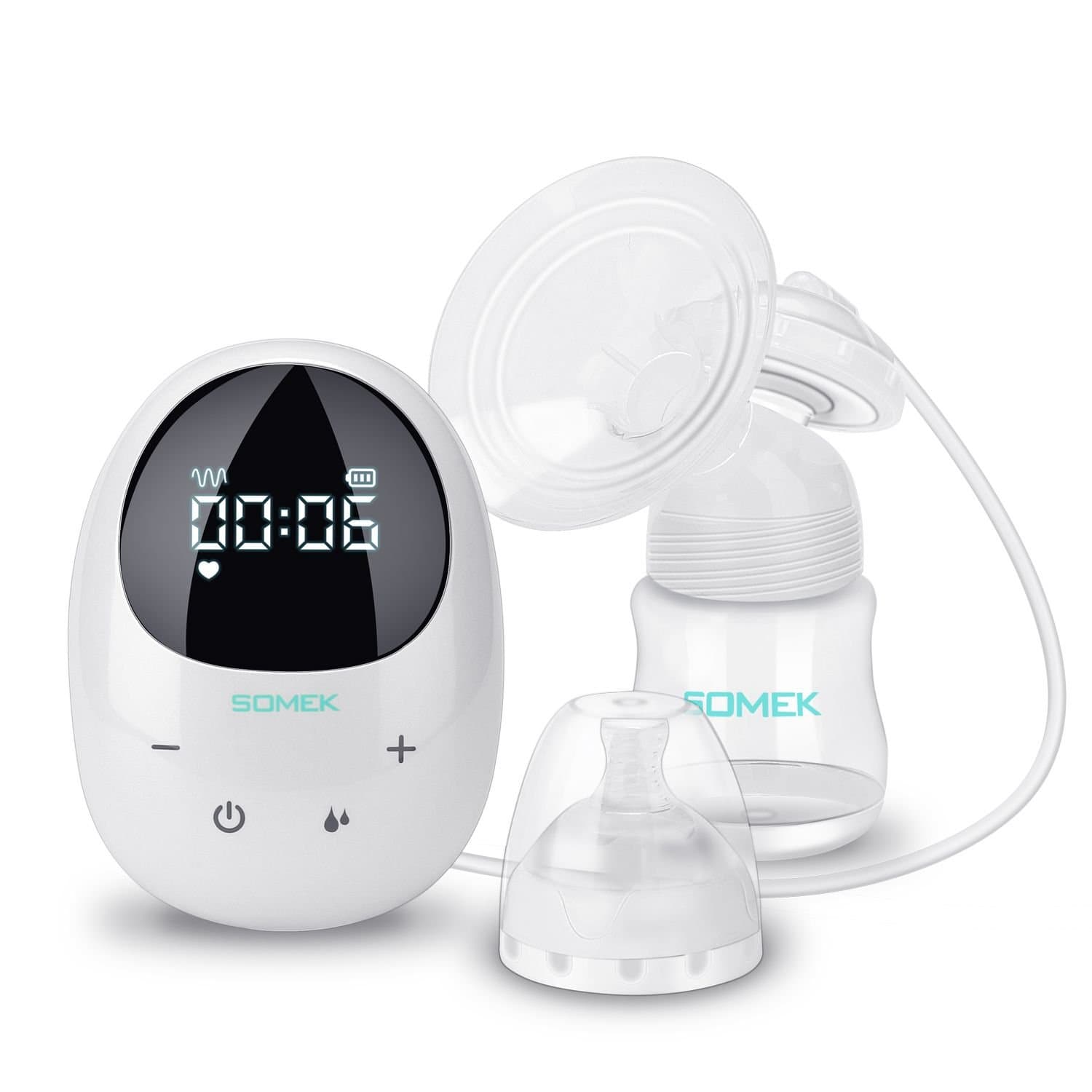 Electric Breast Pump, SOMEK Single Breast Milk Pump with Backflow Protector, Portable Breastfeeding Pump, Touch Screen LCD Display 9 Levels Suction, Super-quiet, USB Rechargeable FDA, BPA-Free