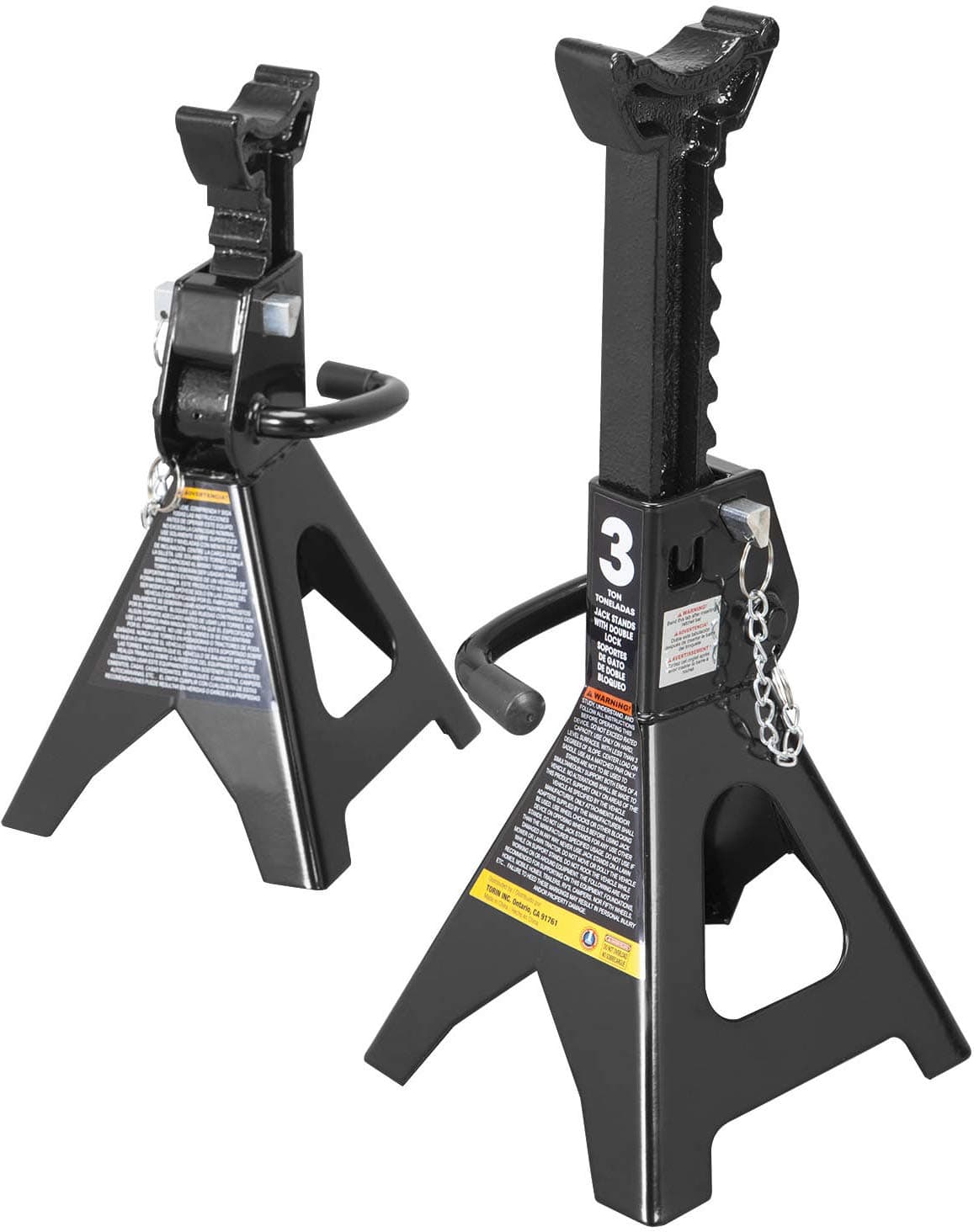 Torin 3 Ton (6,000 LBs) Capacity Double Locking Steel Jack Stands, 2 Pack, Bl...