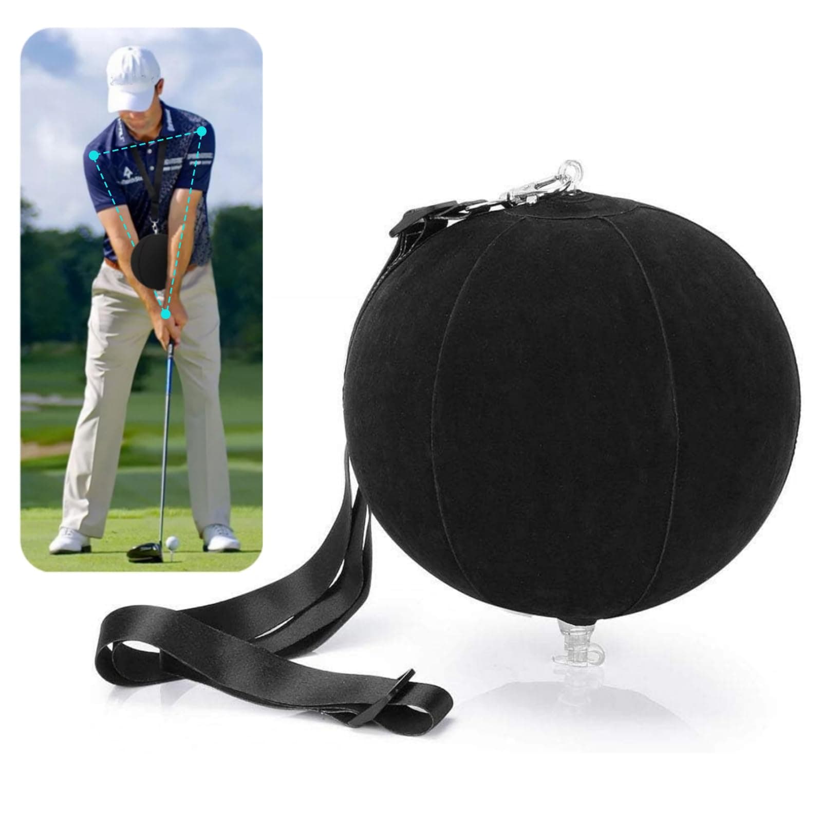 Smart Ball Swing Trainer Aid - Golf Impact Ball with Intelligent Arm Motion Guide, Black
