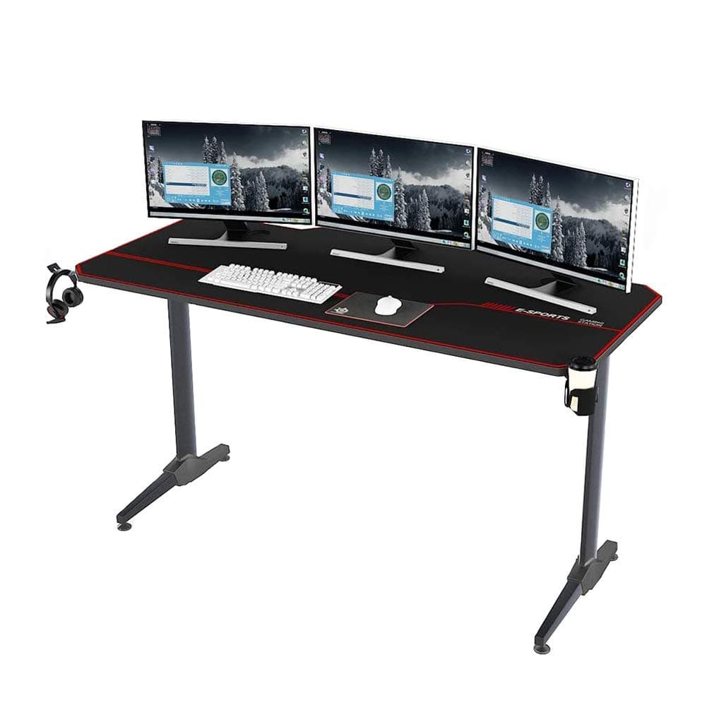 soges 55 inches Gaming Desk Computer Desk Computer Gamer Desk Pro Table Ergonomic PC Desk with USB Charger Cup Holder and XL Mouse Pad